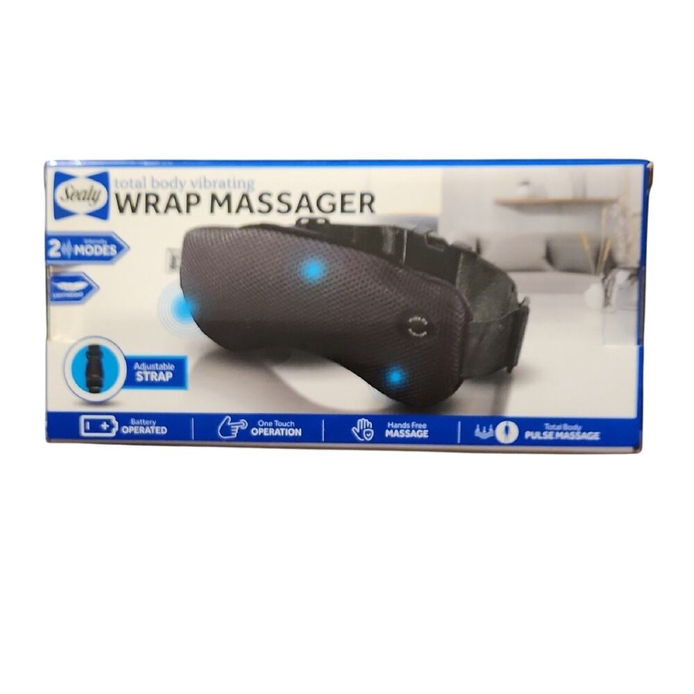 Sealy Black Total Body Vibrating Wrap Massager Battery Operated New In Box